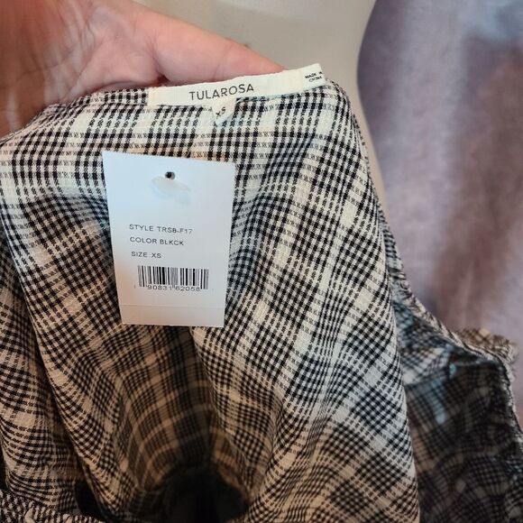 Tularosa Peyton Checker Print Exaggerated Ruffle Blouse Size XS - Picture 3 of 5